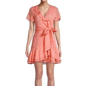 Tanya Taylor NWT Melon Silk Blend Bianka II Wrap Dress 0 MSRP $495